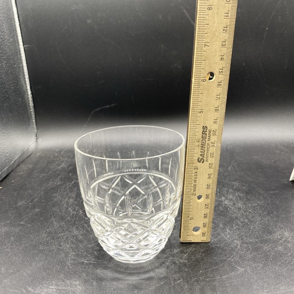 Double Old Fashioned Glass 4 1/4”Clear Polished Cut Glass Heavy Bottom - Picture 5 of 6